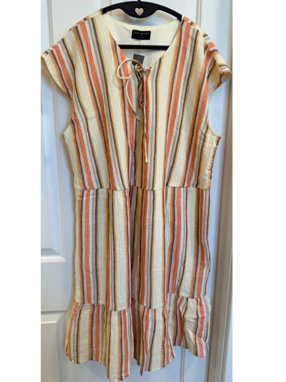 NWT Lane Bryant Striped Cotton Gauze Tiered Dress Size 14